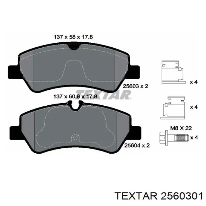 2560301 Textar pastillas de freno traseras