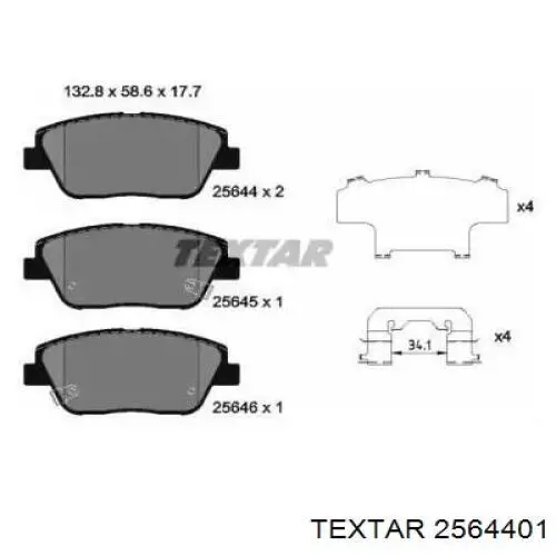 2564401 Textar Pastillas delanteras
