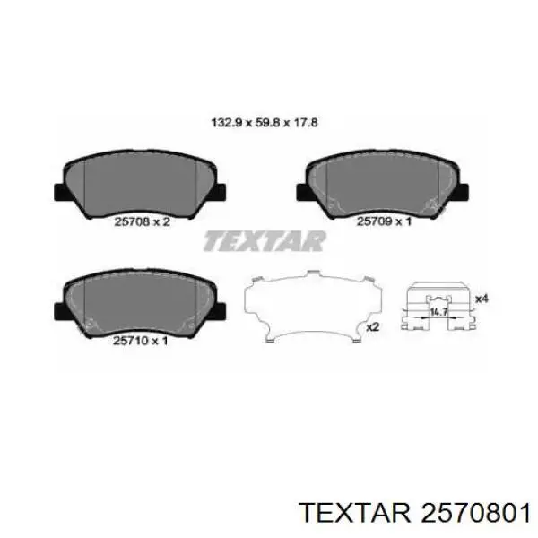 Pastillas de freno 2570801 Textar