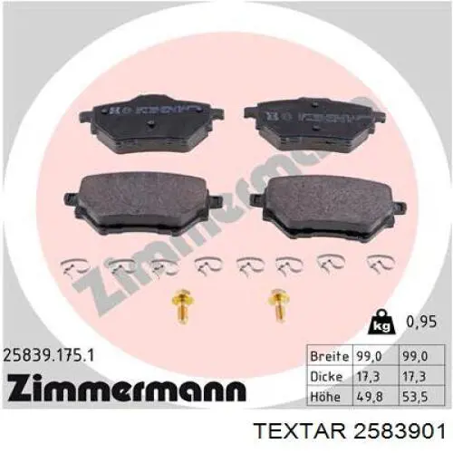 Pastillas traseras de freno Textar 2583901 precio, desde 22,57 EUR