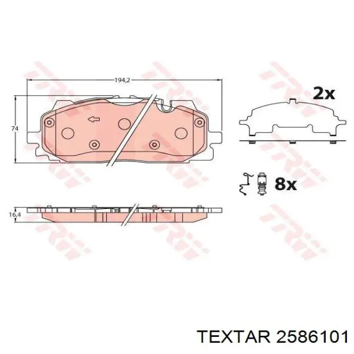 Pastillas de freno 2586101 Textar