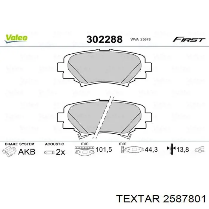 Pastillas de freno traseras 2587801 Textar