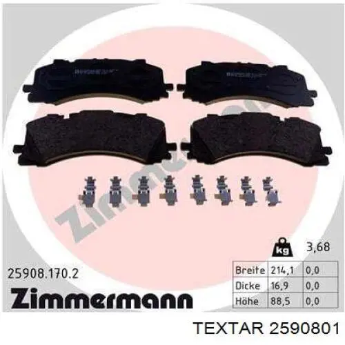 2590801 Textar Pastillas delanteras
