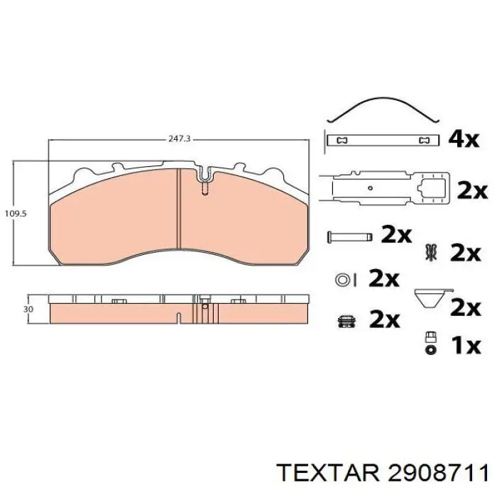 2908711 Textar pastillas de freno traseras