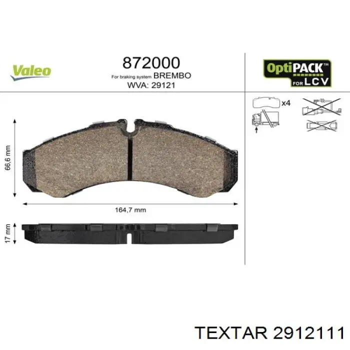 Pastillas de freno 2912111 Textar