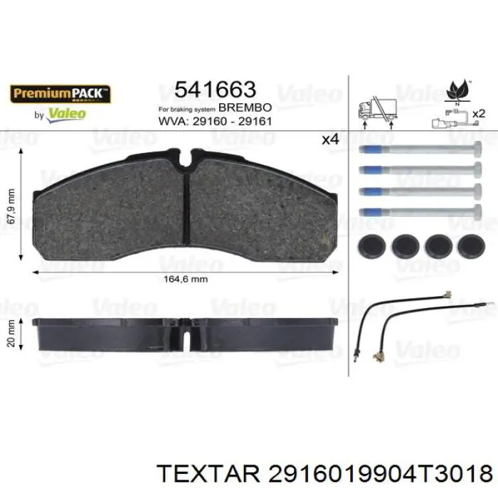 29160 199 04 T3018 Textar pastillas de freno delanteras