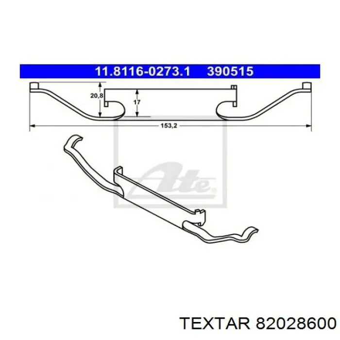 82028600 Textar conjunto de muelles almohadilla discos delanteros