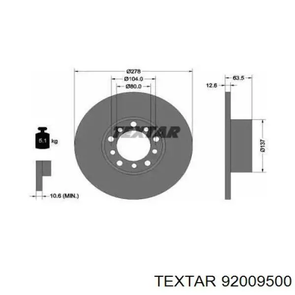 Disco de freno 92009500 Textar