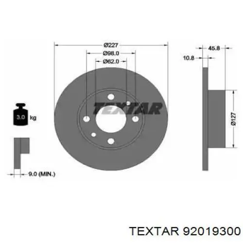 Comprar 92019300 Textar Freno de disco delantero