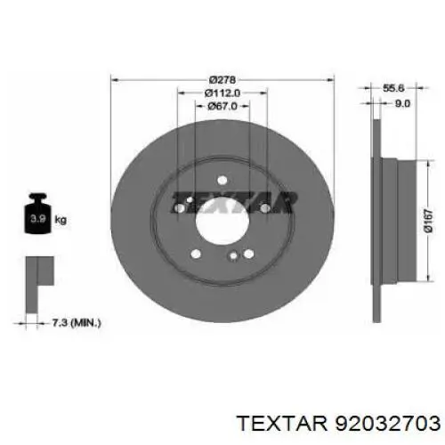 Disco de freno trasero Textar 92032703 precio, desde 24,20 EUR