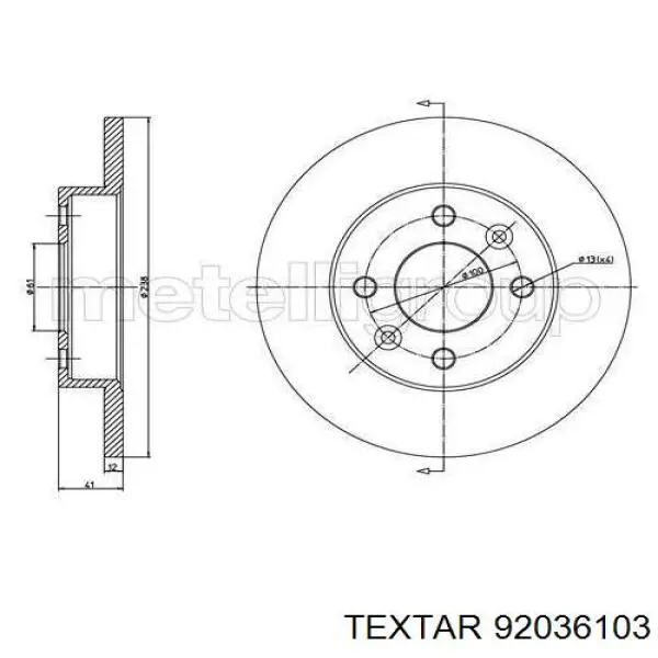Comprar 92036103 Textar Freno de disco delantero
