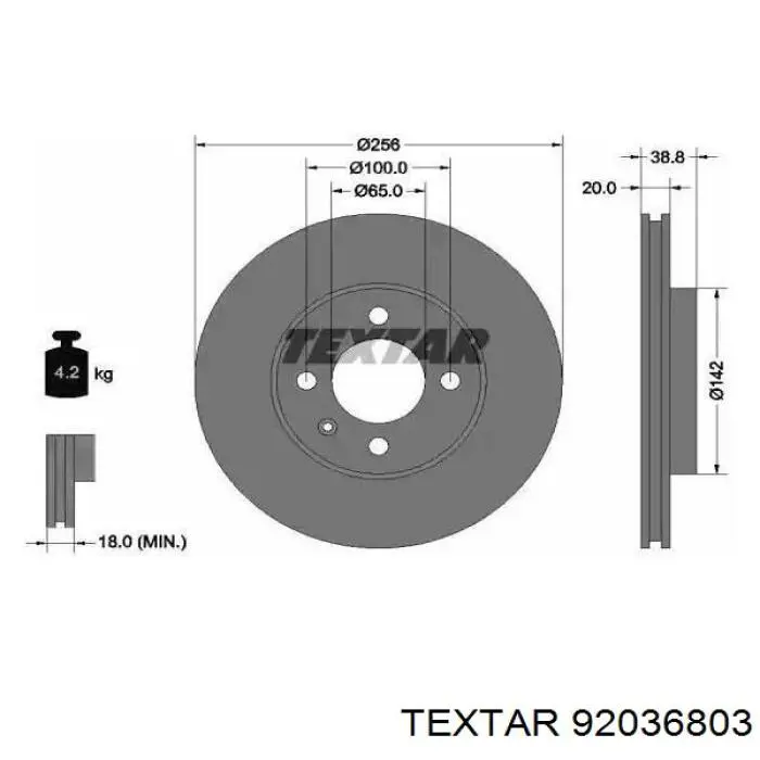Comprar 92036803 Textar Freno de disco delantero