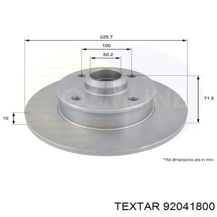 92041800 Textar disco de freno trasero