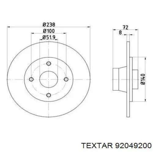 Comprar 92049200 Textar Disco de freno trasero