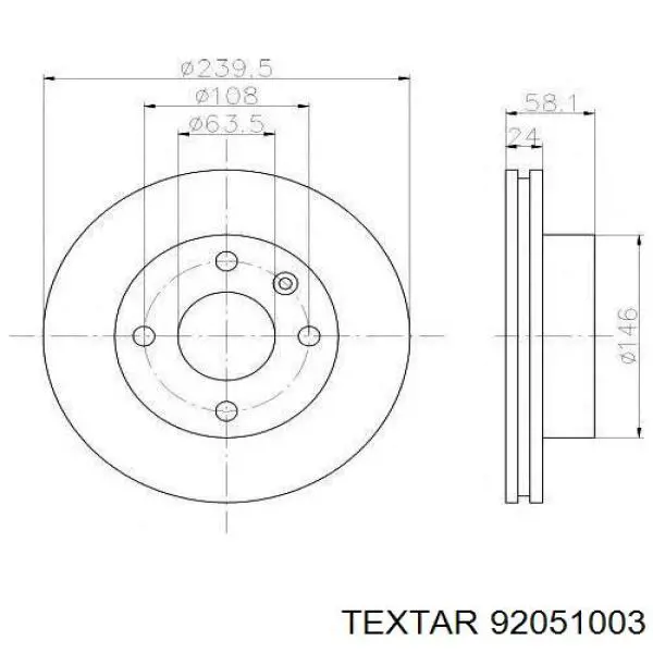 Disco de freno 92051003 Textar