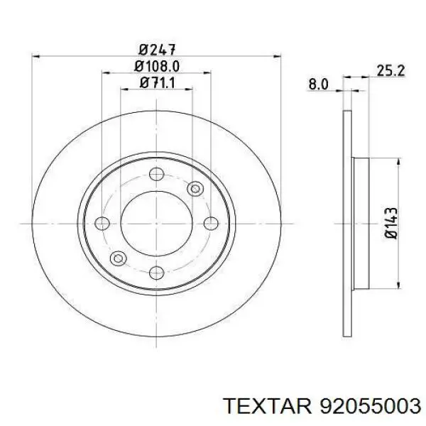 Disco de freno trasero Peugeot 206 2A/C