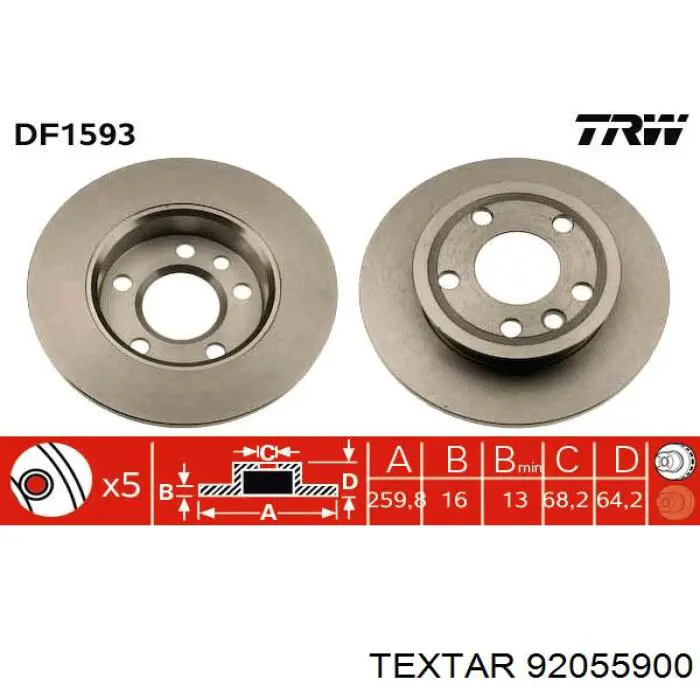 92055900 Textar freno de disco delantero