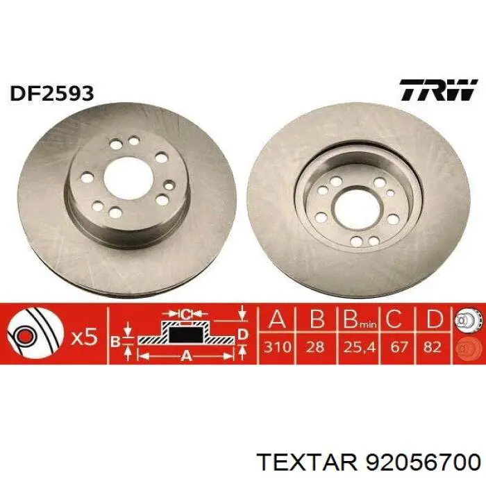 92056700 Textar freno de disco delantero