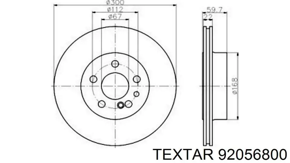 92056800 Textar disco de freno trasero