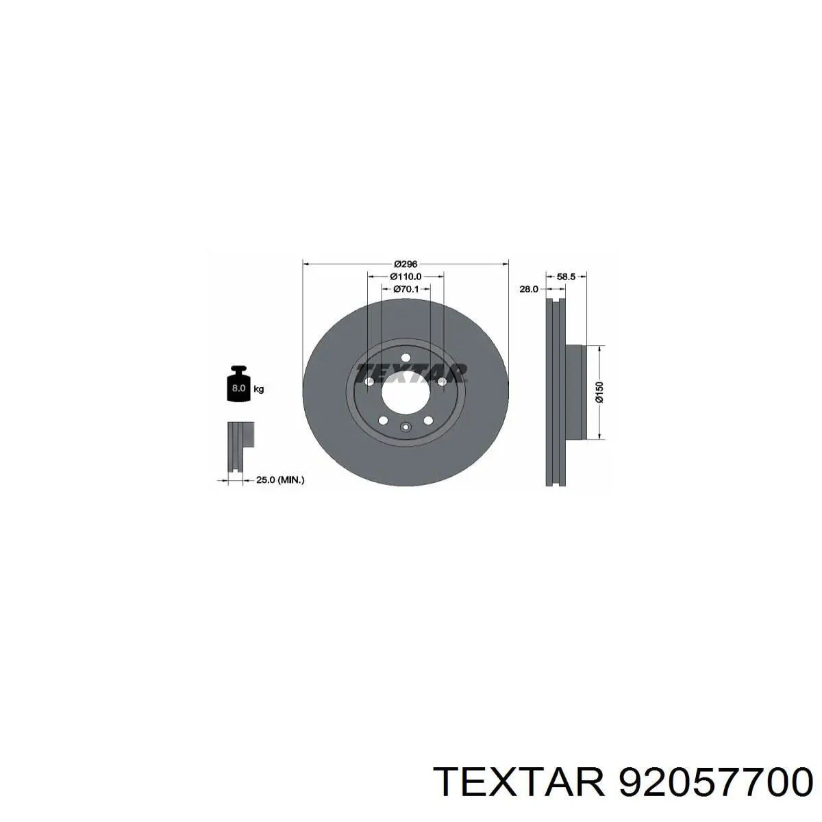 92057700 Textar freno de disco delantero