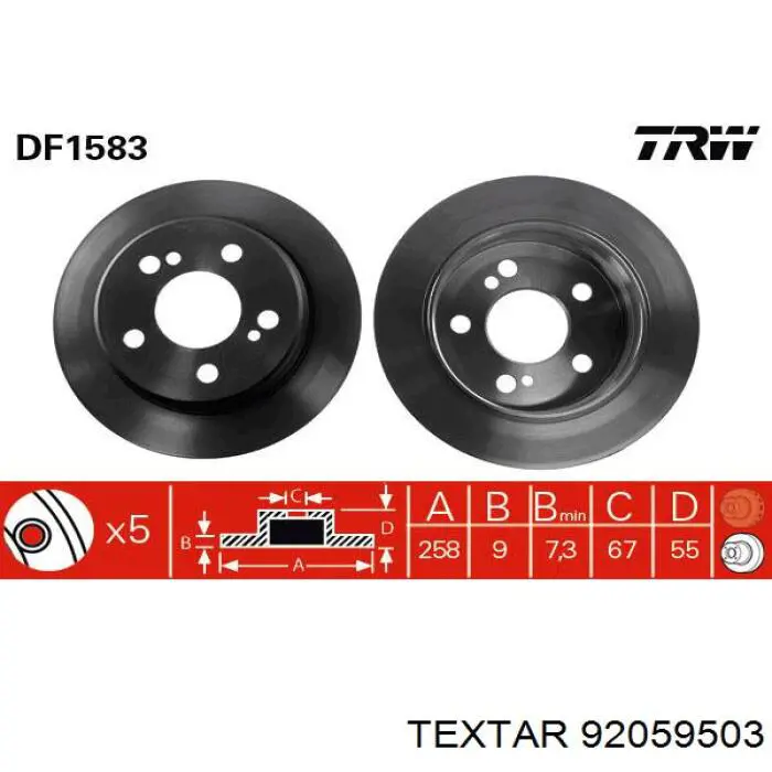 Disco de freno trasero Textar 92059503 precio, desde 23,87 EUR