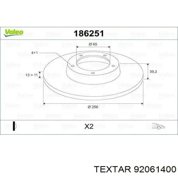 92061400 Textar freno de disco delantero