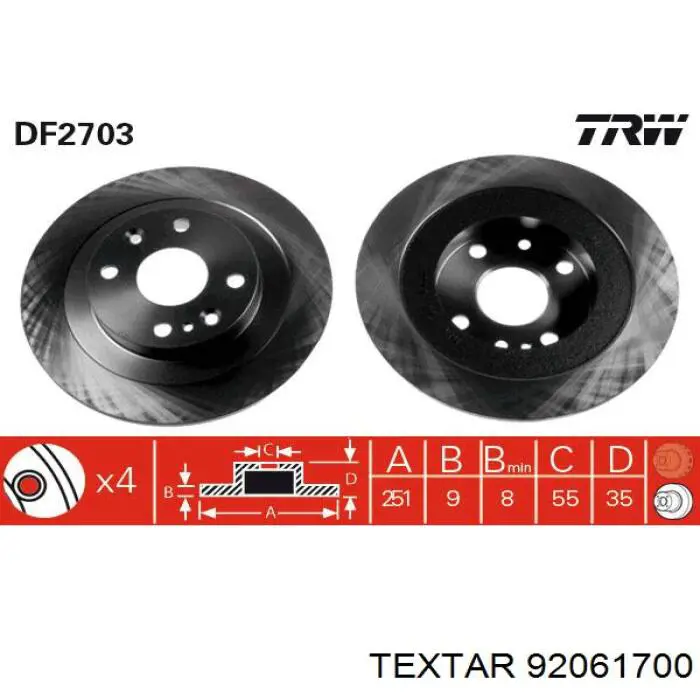 Disco de freno trasero Mazda 323 BG