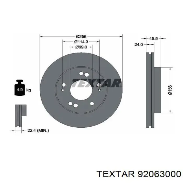 92063000 Textar freno de disco delantero