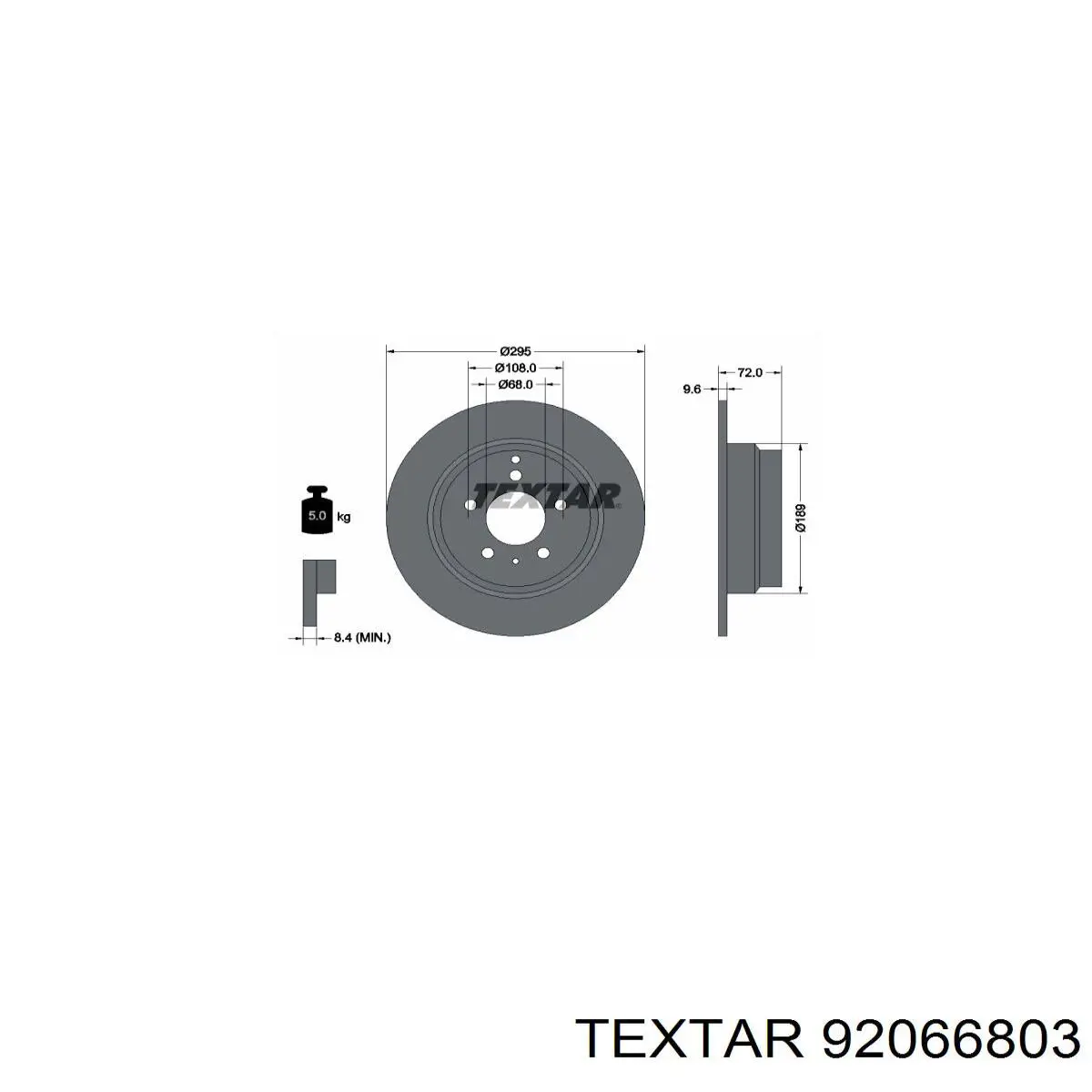 92066803 Textar disco de freno trasero