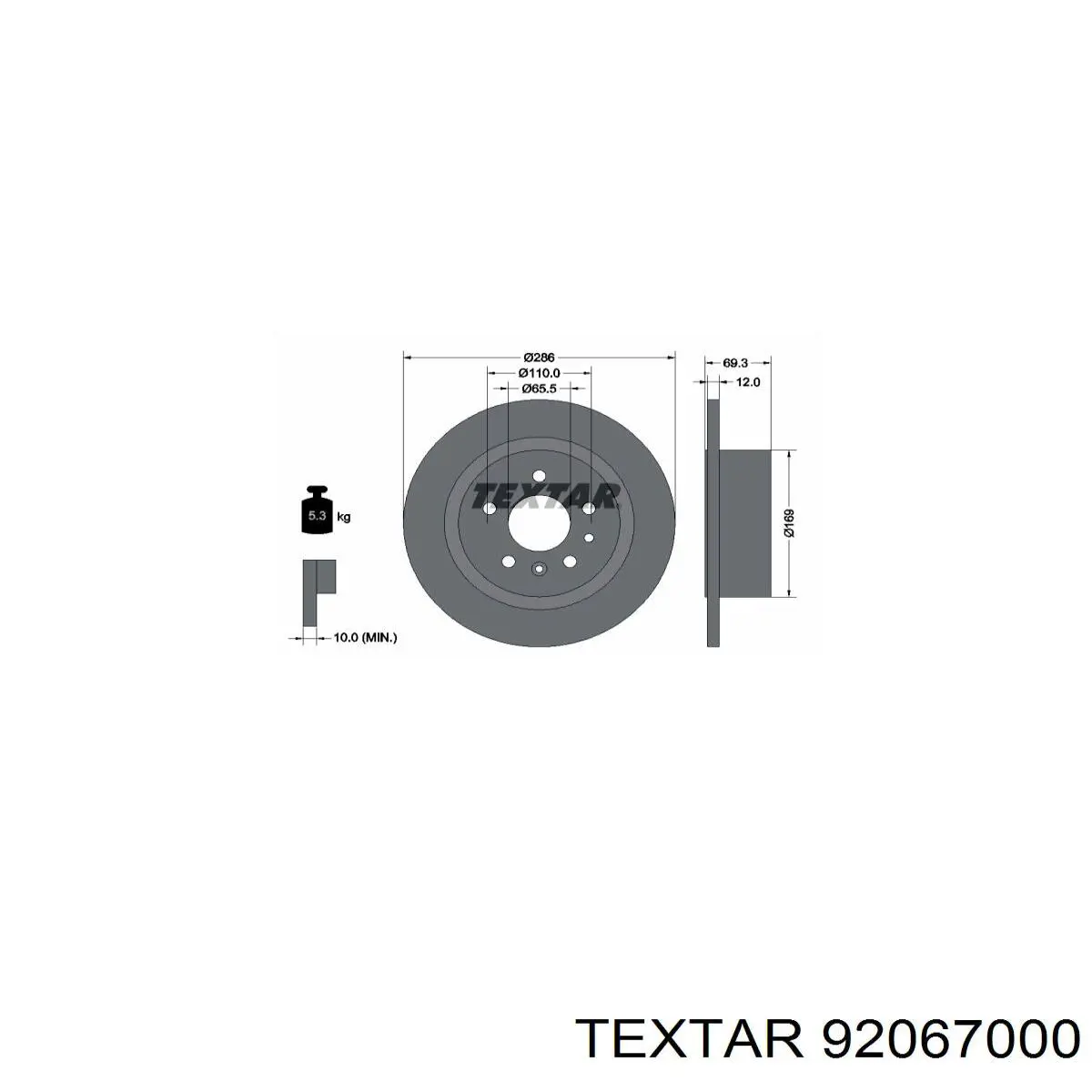 92067000 Textar disco de freno trasero