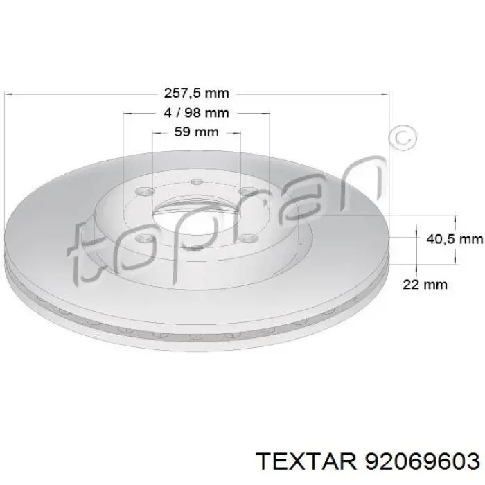 Disco de freno delantero Textar 92069603