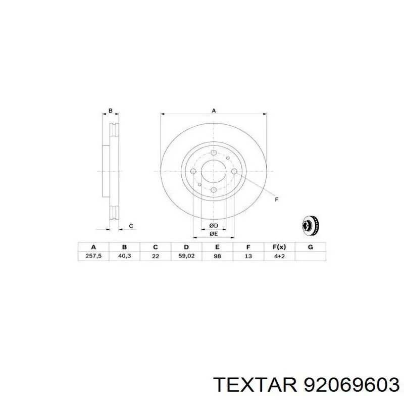 Comprar 92069603 Textar Freno de disco delantero