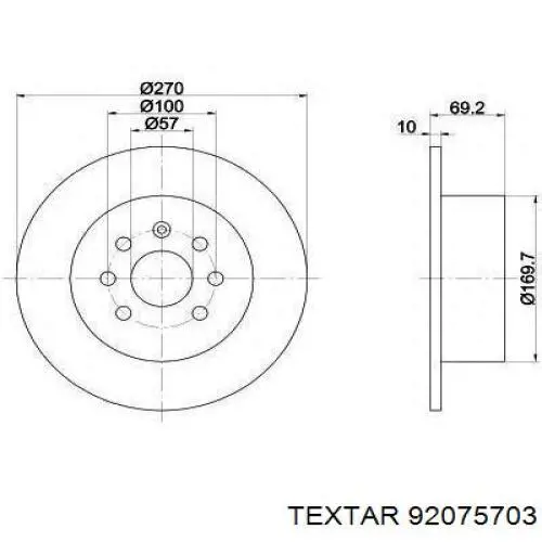 Disco de freno trasero Textar 92075703 precio, desde 43,24 EUR