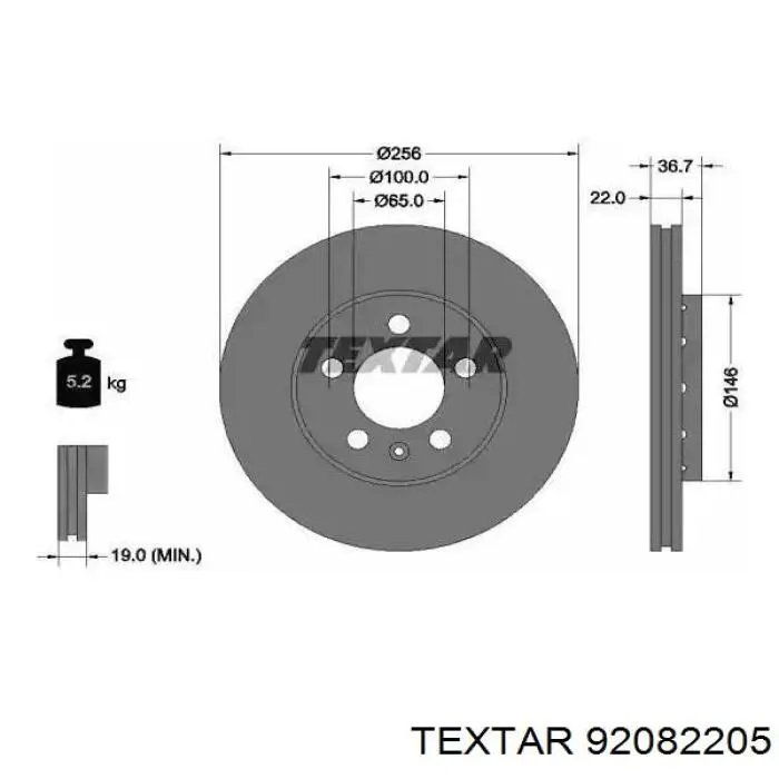 92082205 Textar freno de disco delantero