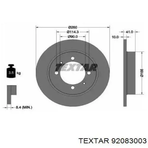 Disco de freno trasero Textar 92083003 precio, desde 22,37 EUR