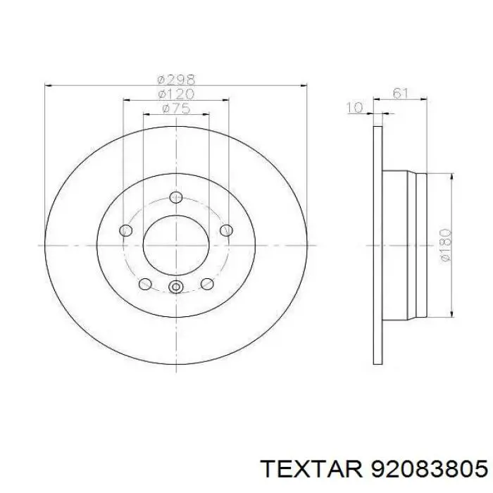 Disco de freno delantero Textar 92083805