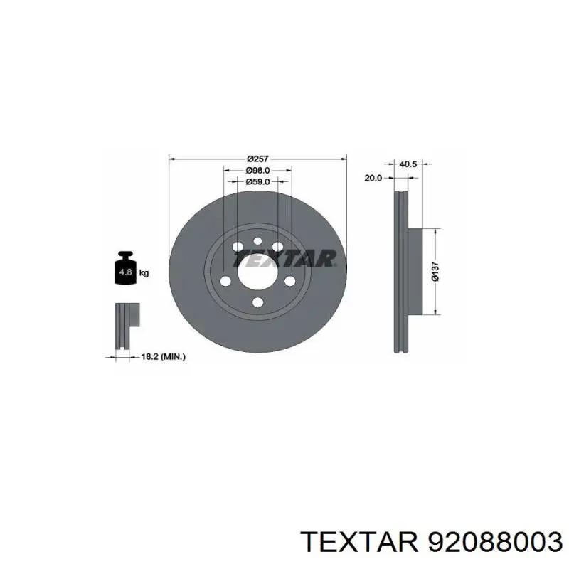 92088003 Textar disco de freno delantero