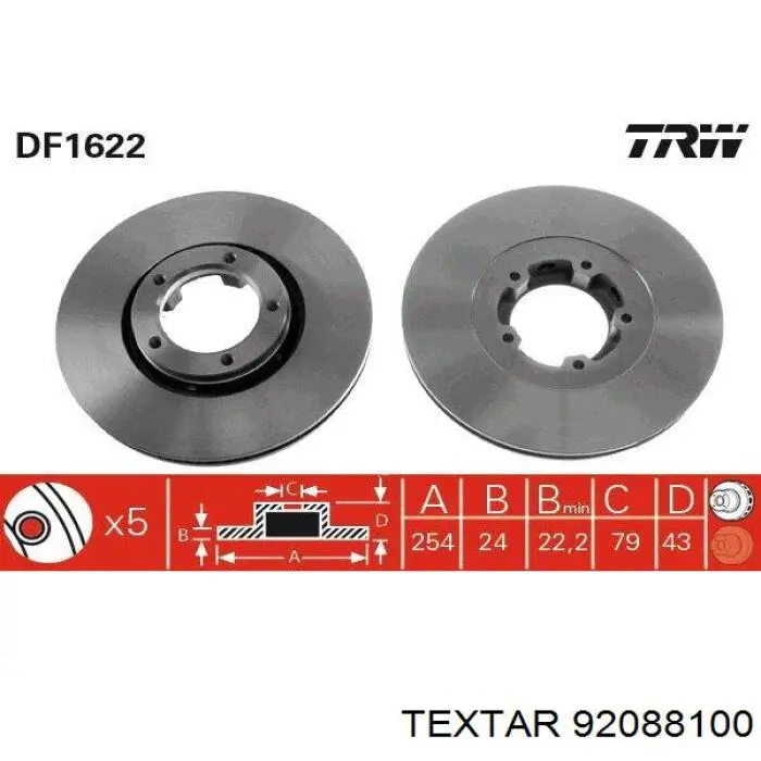 92088100 Textar freno de disco delantero