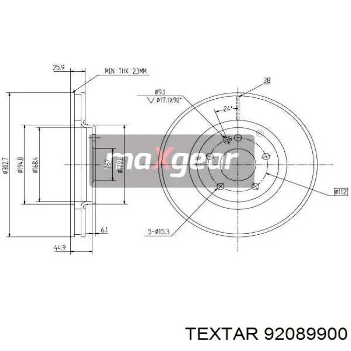 92089900 Textar freno de disco delantero