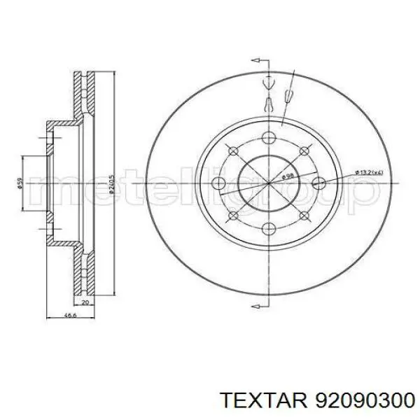 92090300 Textar freno de disco delantero