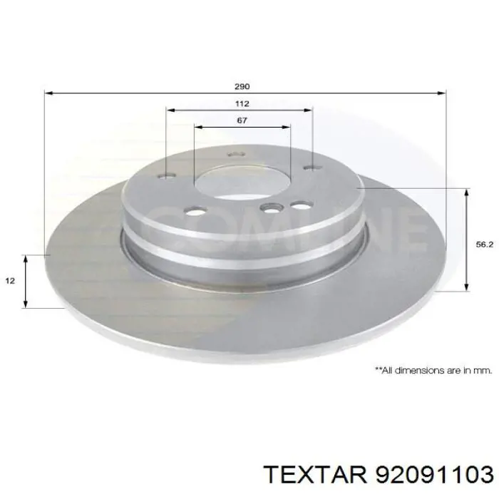 92091103 Textar Freno de disco trasero