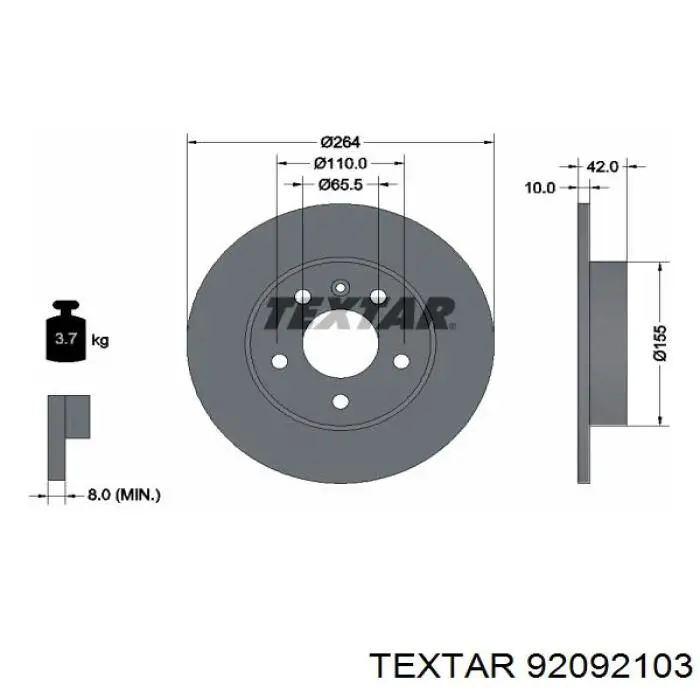 Disco de freno trasero Textar 92092103 precio, desde 28,52 EUR