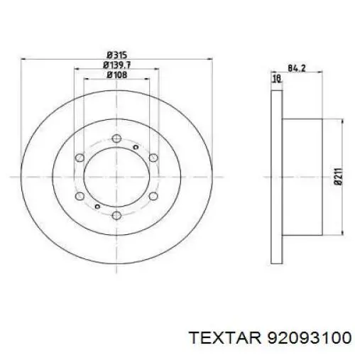 92093100 Textar disco de freno trasero