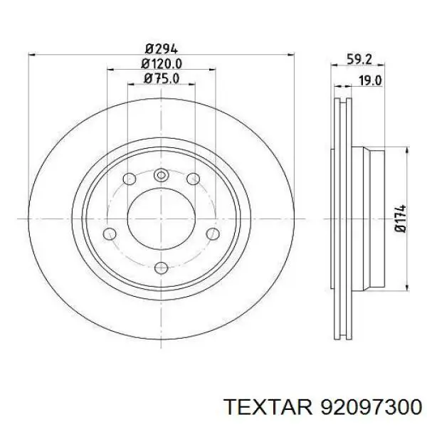 92097300 Textar disco de freno trasero