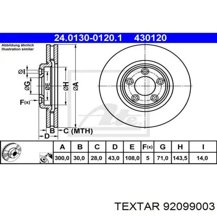 92099003 Textar freno de disco delantero