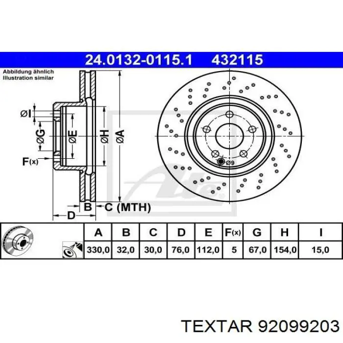 92099203 Textar freno de disco delantero