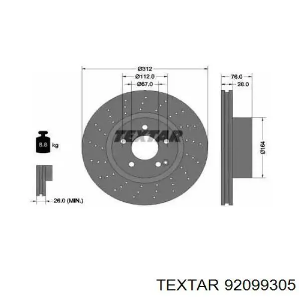 92099305 Textar freno de disco delantero