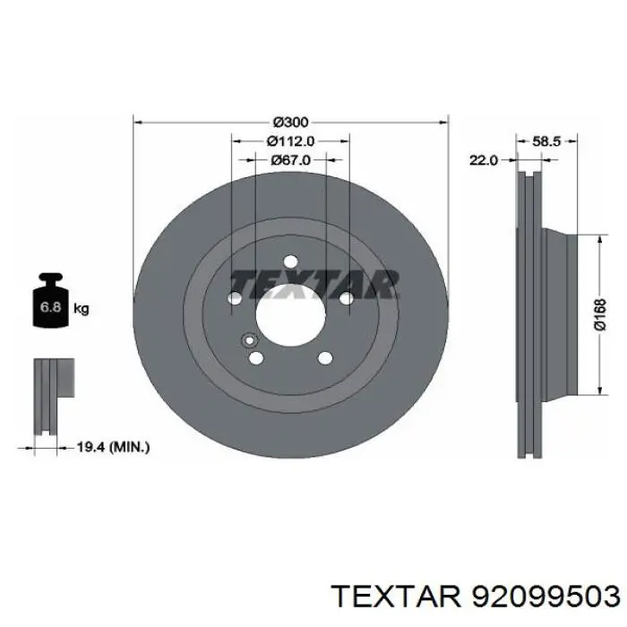 92099503 Textar disco de freno trasero