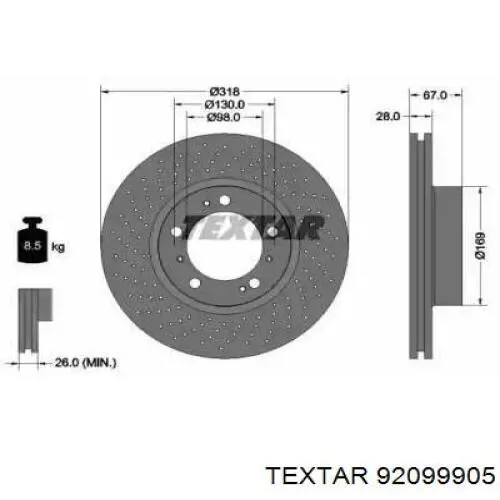 99635103103 Porsche freno de disco delantero