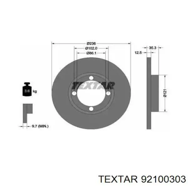 92100303 Textar freno de disco delantero